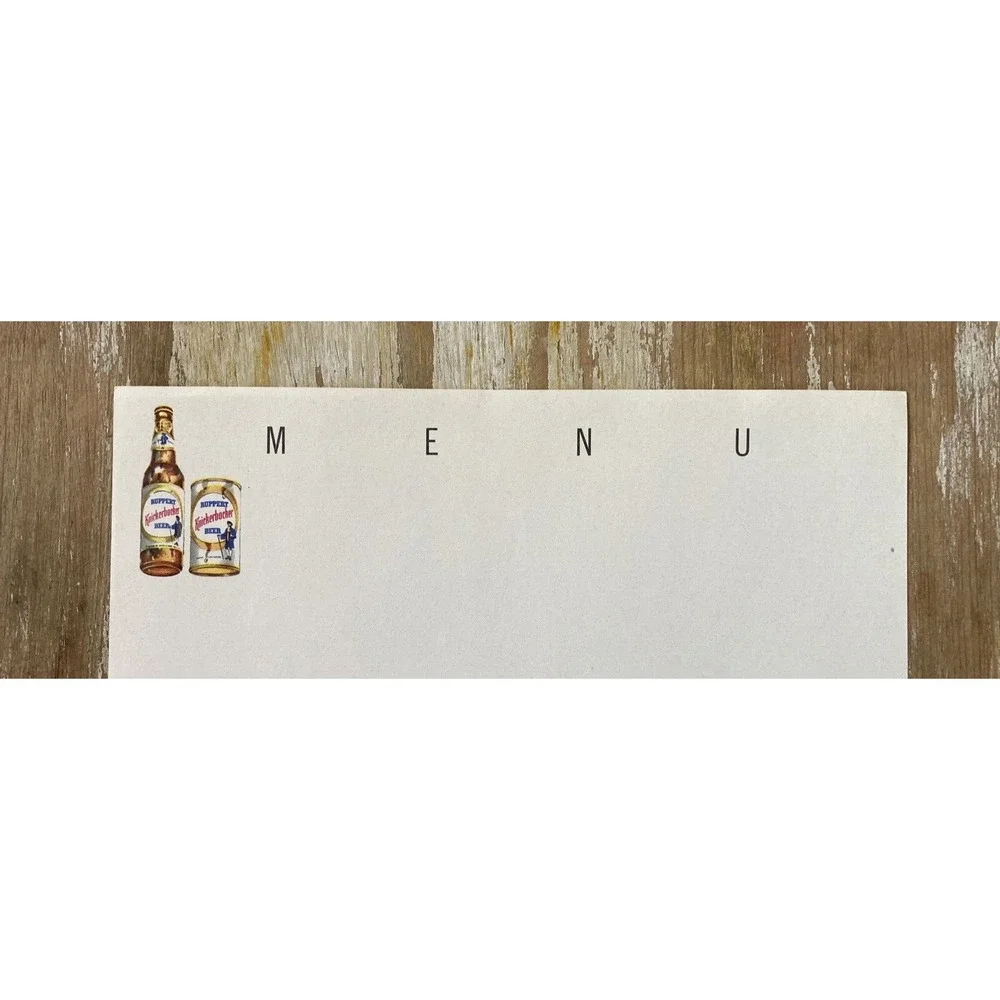 Vintage New Yorks Famous Knickerbocker Beer paper blank menu sheet 1950s brewery